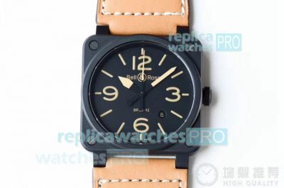 Replica Bell & Ross BR03 Black Dial Orange Leather Strap Ceramic Watch